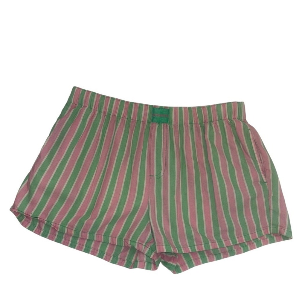 Joyspun Womens Pink Green Striped Pajama Shorts Sleep Lounge Size S 4-6